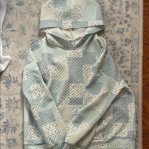 Altar'd State Patchwork Quilted Jacket - Blue and Cream